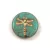 Cseh table cut gyöngy - hosszában fúrt kerek szitakötő mintás - Turquoise Green Travertine Gold - 63130-86800-54302 - 17 mm