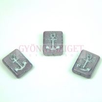   Special Shapes - Czech Glass Bead - Purple Silver - Anchor - 12x15x4mm