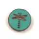 Cseh table cut gyöngy - hosszában fúrt kerek szitakötő mintás - Turquoise Green Golden Bronze - 63130-90215 - 17 mm