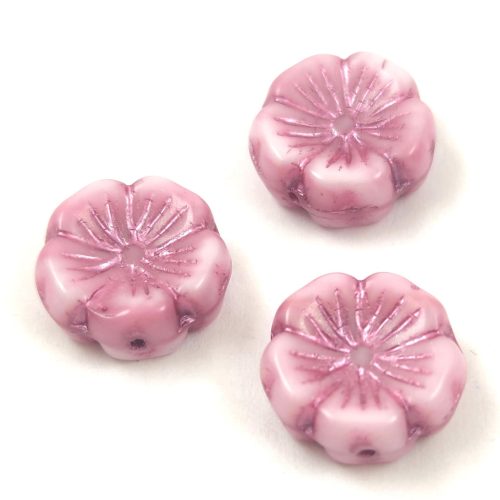 Cseh table cut gyöngy - hosszában fúrt virág - 07724-54321 - Pink Blend Violet - 14mm