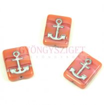   Special Shapes - Czech Glass Bead - Rose Silver - Anchor - 12x15x4mm