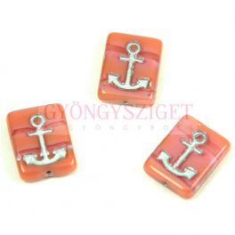   Special Shapes - Czech Glass Bead - Rose Silver - Anchor - 12x15x4mm