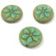 Cseh table cut gyöngy - virág mintás - Turquoise Green Matt Milky Terracotta - 63130-84311 - 18mm
