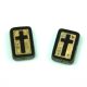 Czech Table Cut Bead - Cross-Drilled Rectangle - Cross - Jet Gold - 17 x 11 x 4mm