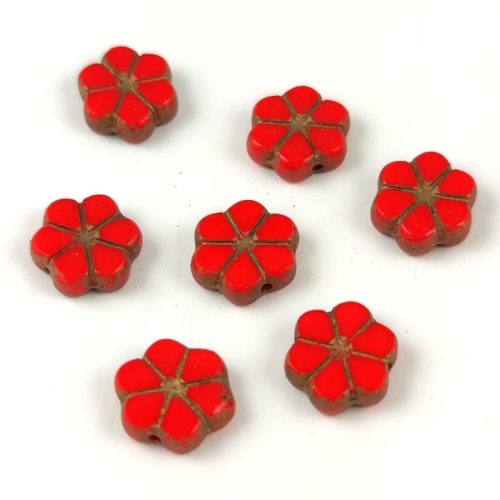 Czech Table Cut Bead - Cross-Drilled - Flower - Red Gold - 10mm