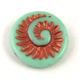   Cseh préselt egyedi formák - Mint Green Copper - fosszília - 18mm (53110-54319)