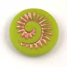   Cseh préselt egyedi formák - Matt Olive Green Antique Gold - fosszília - 18mm (53400-54318-84100)
