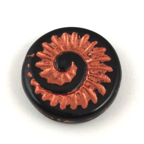 Special Shapes - Czech Glass Bead - Black Copper - fossil - 18mm