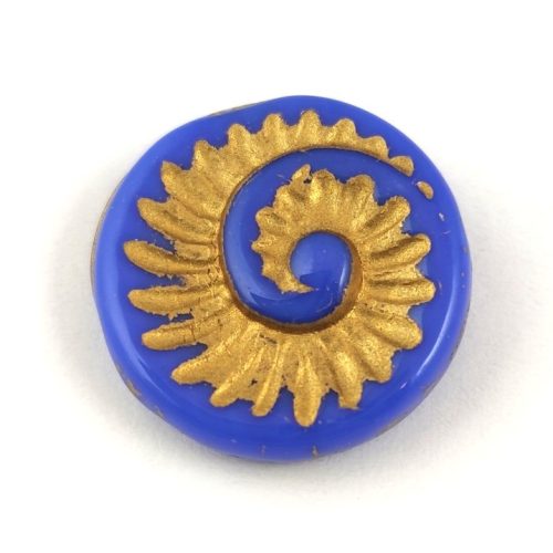Special Shapes - Czech Glass Bead - Sapphire Gold - fossil - 18mm