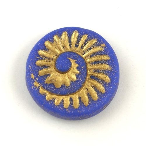 Cseh préselt egyedi formák - Matt Sapphire Gold - fosszília - 18mm (33050-54302-84100)