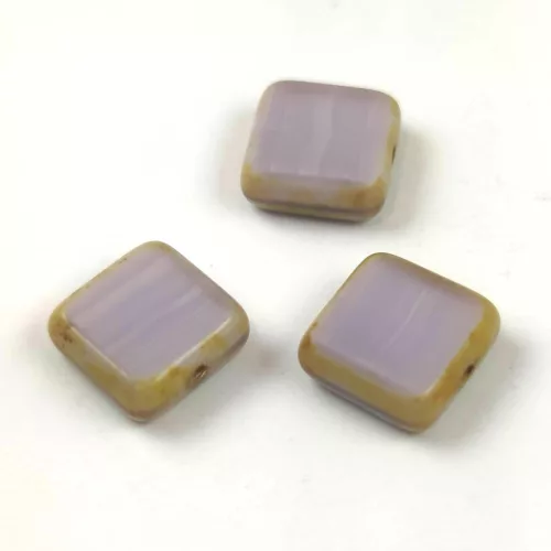 Cseh table cut gyöngy - hosszában fúrt négyzet - Purple Brown Marble - 10x10mm