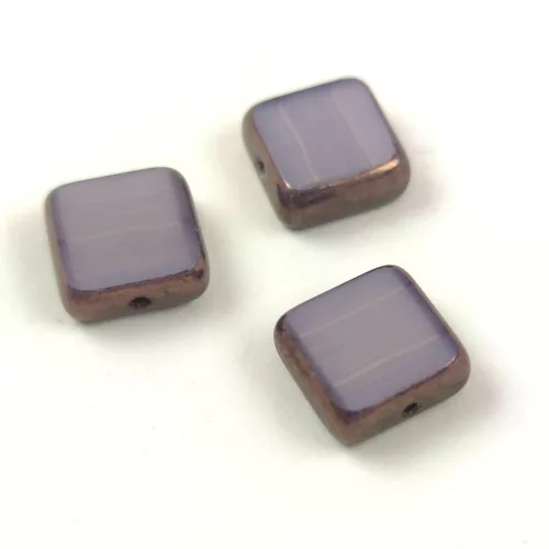 Cseh table cut gyöngy - hosszában fúrt négyzet - Purple Bronze - 10x10mm
