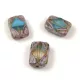 Cseh table cut gyöngy - hosszában fúrt mintás tégla - Purple Spotted Milky Aqua Travertine - 12x8mm