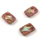 Cseh table cut gyöngy - hosszában fúrt mintás tégla - Pink Spotted Milky Mint Travertine - 12x8mm