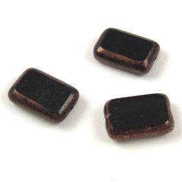   Czech Table Cut Bead - Cross-Drilled Rectangle - Jet Bronze - 12x8mm