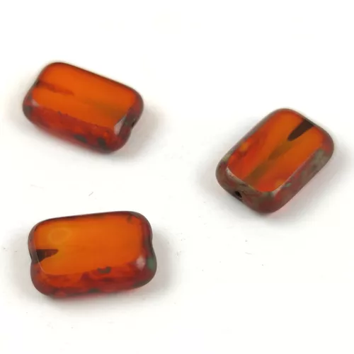 Cseh table cut gyöngy - hosszában fúrt tégla - Opal Orange Travertine - 12x8mm