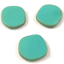   Cseh table cut gyöngy - hosszában fúrt - Turquoise Green Travertine - 22mm