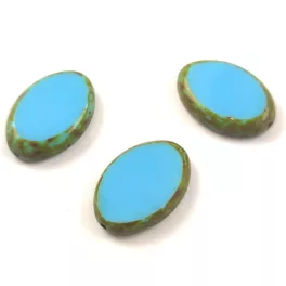   Cseh table cut gyöngy - hosszában fúrt ovális - Turquoise Blue Travertine - 20x14mm