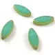Cseh table cut gyöngy - hosszában fúrt ovális mintás - Opal Turquoise Green Gold Travertine - 18x7mm