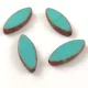 Cseh table cut gyöngy - hosszában fúrt ovális mintás - Turquoise Green Travertine Red - 18x7mm