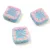 Cseh table cut gyöngy - hosszában fúrt napsugaras négyzet - Pink Innocent Blue - 10x10mm