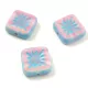 Cseh table cut gyöngy - hosszában fúrt napsugaras négyzet - Pink Innocent Blue - 10x10mm