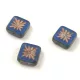 Cseh table cut gyöngy - hosszában fúrt napsugaras négyzet - Sapphire Travertine Gold - 10x10mm