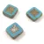 Cseh table cut gyöngy - hosszában fúrt napsugaras négyzet - Turquoise Blue Travertine Silver - 10x10mm
