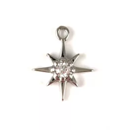   Pendant - Southern Star- Platinum Plated - Zircon deco - 10.5 x 8.5 x 2mm