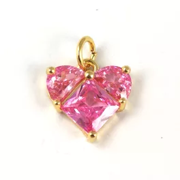 Pendant - Gold Plated - Zircon deco - 12 x 12 x 3.5 mm