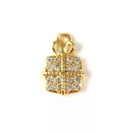 Pendant - Gold Plated - Zircon deco - 11 x 8 x 2mm