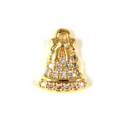 Pendant - Bell - Gold Plated - Zircon deco - 11 x 8 x 2mm