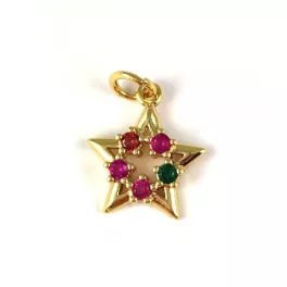 Pendant - Star - Gold Plated - Zircon deco - 14 x 12 x 3mm