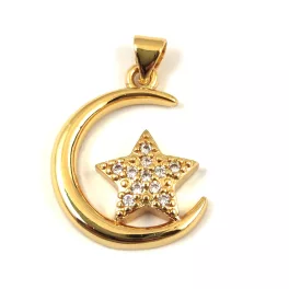 Pendant - Gold Plated - Zircon deco - 23 x 17 x 4mm