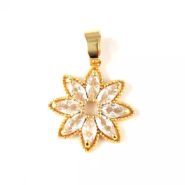 Pendant - Gold Plated - Zircon deco - 17 x 15 x 4mm