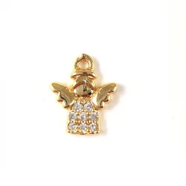 Pendant - Angel - Gold Plated - Zircon deco - 10 x 9 x 2mm