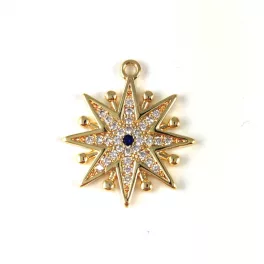 Pendant - Gold Plated - Zircon deco - 18 x 17 x 2mm
