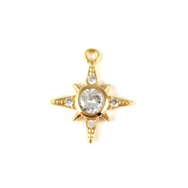   Pendant - Southern Star - Gold Plated - Zircon deco - 16 x 13 x 2mm