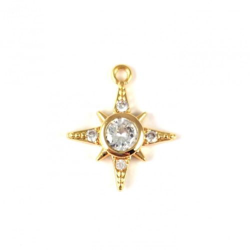 Pendant - Southern Star - Gold Plated - Zircon deco - 16 x 13 x 2mm