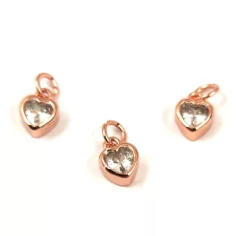 Pendant - Rose Gold Colour - Zircon deco -  9 x 6 x 4mm