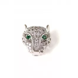   Pendant - Panther - Platinum Plated - Zircon deco - 11 x 11 x 6mm