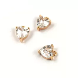 Pendant - Gold Plated - Zircon deco - 11 x 8 x 2mm