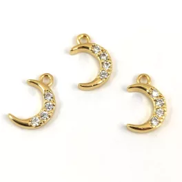 Pendant - Gold Plated - Zircon deco - 12 x 8 x 2mm