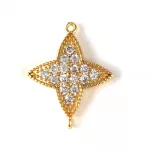Link - Gold Plated - Zircon deco - 15 x 12 x 2mm