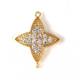Link - Gold Plated - Zircon deco - 15 x 12 x 2mm