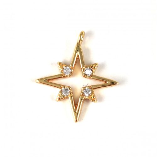 Pendant - Southern Star - Gold Plated - Zircon deco - 14 x 12 x 2mm
