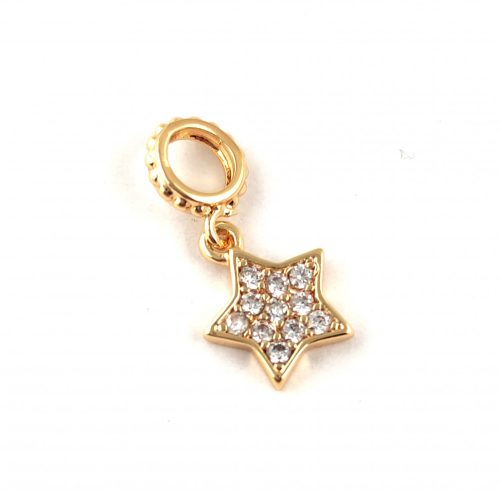 Pendant - Star with Bail - Gold Plated - Zircon deco - 18 x 9 x 7mm