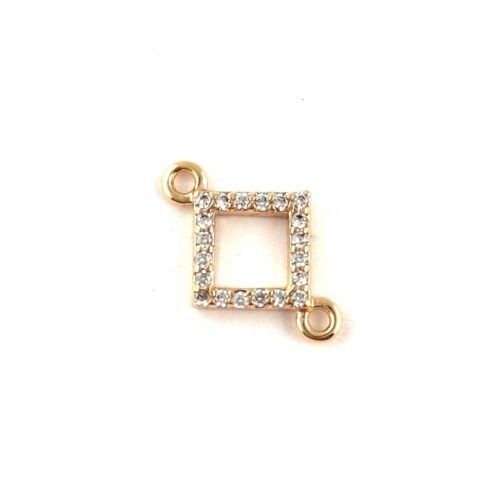 Link - Square - Gold Plated - Zircon deco - 12 x 9 x 1.5mm