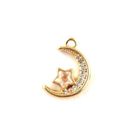   Pendant - Crescent Moon - Gold Plated - Zircon deco - 15 x 10 x 5mm