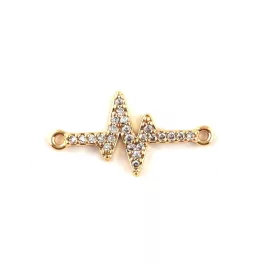 Pendant - Pulse - Gold Plated - Zircon deco - 9 x 17 x 2mm